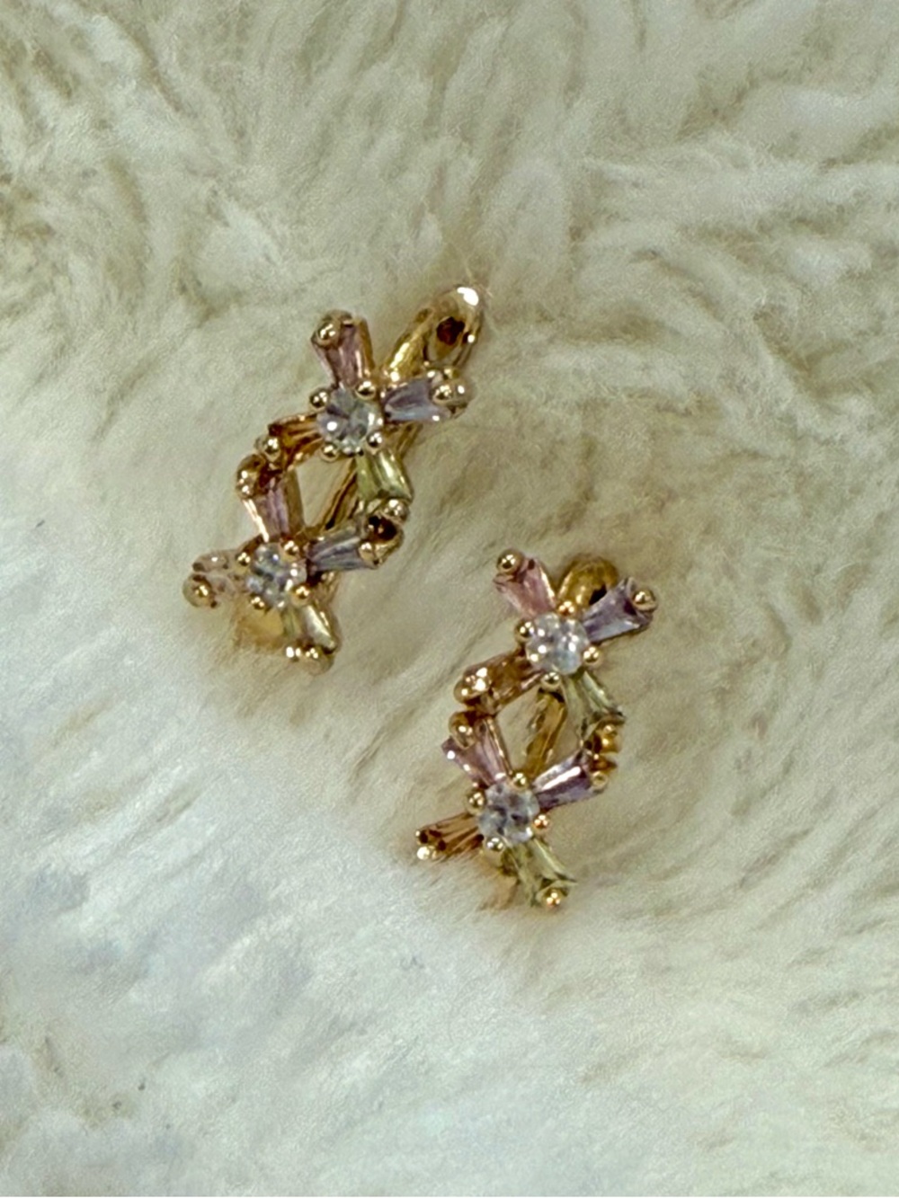 Gold Multi-Color Floral Crystal Stud Earrings